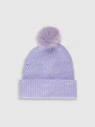 4F Czapka zimowa z pomponem damska - fioletowa S. Fioletowe czapki zimowe damskie 4f, z materiału. Za 69.99 zł.