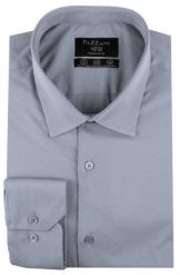 Jednokolorowa, Bawełniana Koszula o Prostym Kroju - Szara. Szare koszule męskie Pazzani, bez wzorów, z bawełny, bez kołnierzyka, bez ramiączek. Za 169.00 zł.