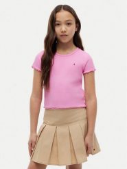 Tommy Hilfiger T-Shirt Essential KG0KG08590 Różowy Regular Fit. Czerwone koszulki dziewczęce Tommy Hilfiger, bez wzorów, z bawełny, bez ramiączek. Za 129.99 zł.