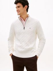 Tommy Hilfiger sweter Mężczyźni Bawełna biały, M. Białe swetry męskie Tommy Hilfiger, na zimę, m, bez wzorów, z bawełny, bez kołnierzyka. Za 649.95 zł.