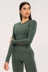 Koszulka fitness damska Gym Glamour z długim rękawem seamless. Fioletowe topy sportowe damskie GYM GLAMOUR, l, bez wzorów, z materiału, bez ramiączek. Za 149.99 zł.