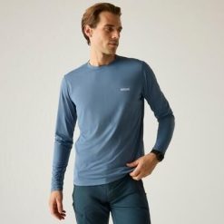 Męska koszulka z długim rękawem Mindo Anti-Insect z siateczki. Niebieskie koszulki męskie z długim rękawem Regatta, m, z poliesteru. W wyprzedaży za 99.99 zł.