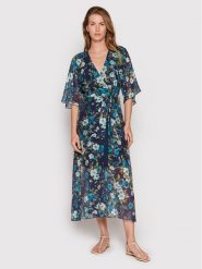 Guess Sukienka letnia W2YK38 WEPQ0 Granatowy Regular Fit. Niebieskie sukienki damskie Guess, na lato, s, z aplikacjami, z wiskozy, bez kołnierzyka, bez ramiączek. Za 509.99 zł.