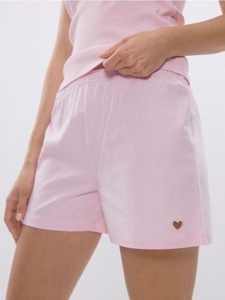 Piżamowe szorty 2 pack - pastelowy róż. Czerwone piżamy damskie Reserved, l, bez wzorów, z bawełny, bez ramiączek. Za 55.99 zł.