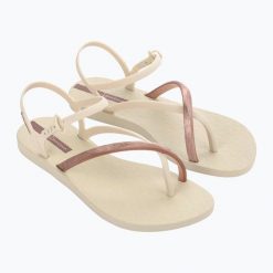 Sandały damskie Ipanema Elegant. Brązowe sandały damskie Ipanema, bez wzorów, z materiału, bez obcasa. Za 119.99 zł.