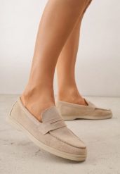 Beżowe Klasyczne Mokasyny VICES z Imitacji Zamszu ze Skórzaną Wkładką Haliris. Brązowe mokasyny damskie Born2be, z jeansu. Za 89.99 zł.