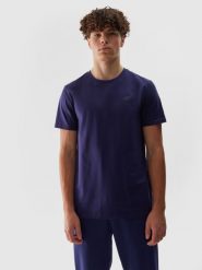 4F T-shirt regular gładki męski - granatowy M. Niebieskie t-shirty męskie 4f, m, bez wzorów, z bawełny, bez kołnierzyka. W wyprzedaży za 39.99 zł.