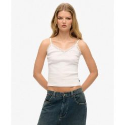 Koszulka z koronkowym wykończeniem. Białe bielizna termoaktywna damska Superdry., bez wzorów, z koronki. Za 104.05 zł.