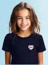 WOOOP Koszulka "Girl power pink heart" w kolorze granatowym rozmiar: 140. Niebieskie koszulki dziewczęce Wooop, bez wzorów, z bawełny, bez ramiączek. Za 48.95 zł.