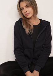 Granatowa Rozpinana Bluza z Kapturem Bawełną i Sznurkami Viltara. Niebieskie bluzy z kapturem damskie Born2be, l, z bawełny. Za 59.99 zł.