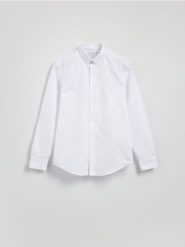 Strukturalna koszula regular fit - biały. Białe koszule męskie Reserved, l, bez wzorów, z bawełny, bez kołnierzyka, bez ramiączek. Za 139.99 zł.