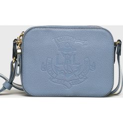Lauren Ralph Lauren - Torebka skórzana. Niebieskie torebki klasyczne damskie Lauren Ralph Lauren, bez wzorów, z materiału, małe, bez dodatków. W wyprzedaży za 699.90 zł.