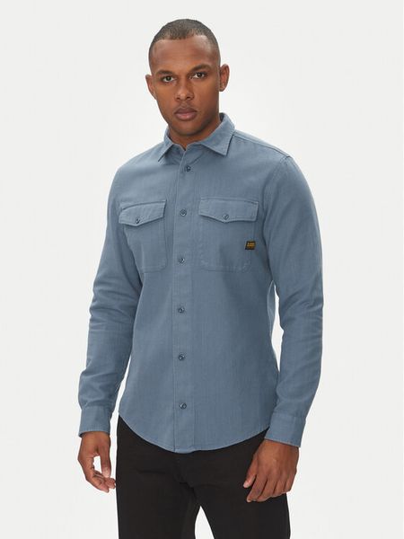 G-Star Raw Koszula Marine D24963-D454 Niebieski Slim Fit. Niebieskie koszule męskie G-Star Raw, l, bez wzorów, z bawełny, bez kołnierzyka, bez ramiączek. Za 269.99 zł.
