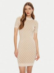 Guess Sukienka dzianinowa W3YK39 Z37K0 Beżowy Regular Fit. Brązowe sukienki damskie Guess, m, z aplikacjami, z dzianiny, bez kołnierzyka, bez ramiączek. Za 399.99 zł.