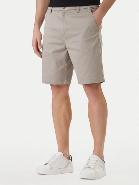 Calvin Klein Szorty materiałowe LV04LB600G Khaki Regular Fit. Brązowe szorty męskie CALVIN KLEIN, z bawełny, bez kołnierzyka. Za 329.99 zł.