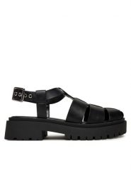 Steve Madden Sandały Market SM11003808 Czarny. Czarne sandały damskie Steve Madden, bez wzorów, ze skóry, bez obcasa, na płaskiej podeszwie. Za 339.99 zł.