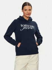 Tommy Jeans Bluza DW0DW20170 Granatowy Regular Fit. Niebieskie bluzy bez kaptura damskie Tommy Jeans, xl, z bawełny. Za 219.99 zł.