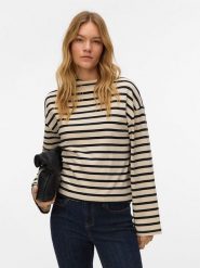 Vero Moda Sweter w kolorze beżowo-czarnym rozmiar: M. Brązowe golfy damskie Vero Moda, m, bez wzorów, z bawełny, bez ramiączek. Za 104.99 zł.