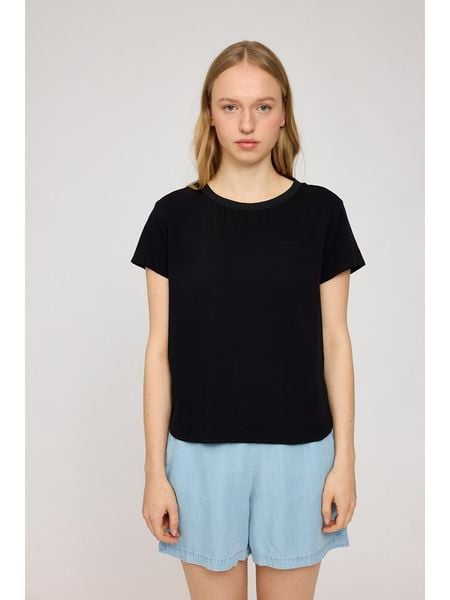 MAZINE Koszulka "Crew Neck" w kolorze czarnym rozmiar: L. Czarne bluzki damskie MAZINE, l, bez wzorów, z wiskozy, klasyczne, bez kołnierzyka, bez ramiączek. Za 114.44 zł.