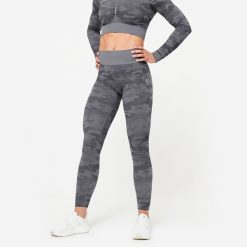 Legginsy fitness damskie Domyos. Szare legginsy damskie DOMYOS, xs, bez wzorów, z elastanu. W wyprzedaży za 59.99 zł.