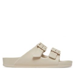 Klapki ONLY Shoes. Brązowe klapki damskie ONLY Shoes, bez wzorów, bez obcasa. Za 69.99 zł.