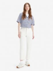 Levi's Spodnie chino w kolorze kremowym rozmiar: W25/L27. Brązowe spodnie materiałowe damskie Levi's, bez wzorów, z podwyższonym stanem. Za 114.17 zł.