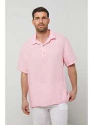 Rodier Lin Lniana koszulka polo w kolorze jasnoróżowym rozmiar: XL/XXL. Różowe koszulki polo męskie Rodier Lin, xl, bez wzorów, ze lnu, bez ramiączek. Za 131.74 zł.