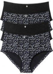 Figi maxi panty (4 pary). Czarne figi damskie bonprix, bez wzorów. Za 59.99 zł.