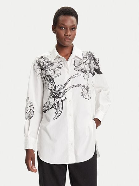 Desigual Koszula Byn Lacroix 25WWCW07 Biały Loose Fit. Białe koszule damskie Desigual, l, bez wzorów, z bawełny, bez kołnierzyka, bez ramiączek. Za 369.99 zł.