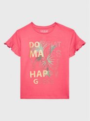 Guess T-Shirt J3GI03 K6YW1 Różowy Regular Fit. Czerwone koszulki dziewczęce Guess, z aplikacjami, z bawełny, bez ramiączek. Za 79.99 zł.