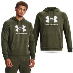 Bluza fitness męska Under Armour Rival Fleece Logo HD. Zielone bluzy bez kaptura męskie Under Armour, bez wzorów, sportowe, bez kołnierzyka, bez ramiączek. Za 186.00 zł.