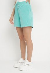 Jasnozielone Welurowe Szorty Ozdobione Wiązaniem Ralladia. Zielone szorty damskie Born2be, bez wzorów, z weluru. Za 69.99 zł.
