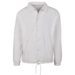 Kurtka Trenerska Unisex Dla Dorosłych. Białe kurtki damskie BUILD YOUR BRAND, l, bez wzorów, bez kaptura. Za 227.99 zł.