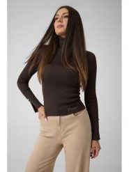Guess Golf W6BR29 Z1417 Brązowy ciemny Slim Fit. Brązowe golfy damskie Guess, s, z aplikacjami, z wiskozy, bez ramiączek. Za 344.99 zł.