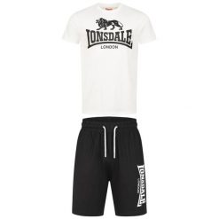 Zestaw t-shirt i szorty Lonsdale Mair. Białe t-shirty męskie Lonsdale, s, bez wzorów, z bawełny, bez kołnierzyka. Za 243.50 zł.