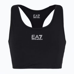 Biustonosz EA7 Emporio Armani Vigor7 Medium Support. Czarne biustonosze sportowe damskie EA7 Emporio Armani, bez wzorów, z elastanu. Za 193.95 zł.