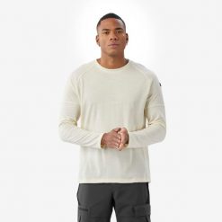 Koszulka męska trekkingowa z długim rękawem Merino Resist undyed. Białe koszulki męskie z długim rękawem FORCLAZ, l, z materiału. Za 199.99 zł.