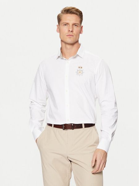La Martina Koszula ZMCG30 PP483 Biały Regular Fit. Białe koszule męskie La Martina, l, bez wzorów, z bawełny, bez kołnierzyka, bez ramiączek. Za 559.99 zł.