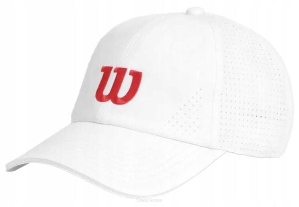 Czapka tenisowa Wilson Active Perforated Cap. Białe czapki męskie Wilson, bez wzorów, z materiału, eleganckie. Za 145.00 zł.