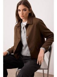 Trendyol Kurtka koszulowa w kolorze ciemnobrązowym rozmiar: XS. Brązowe kurtki damskie Trendyol, xs, bez wzorów, bez kaptura. Za 122.09 zł.