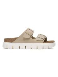 Birkenstock Klapki "Arizona PAP Chunky" w kolorze beżowym rozmiar: 37. Brązowe klapki damskie Birkenstock, bez wzorów, bez obcasa, na platformie. Za 376.86 zł.