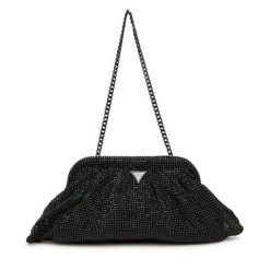 Torebka Guess. Czarne torebki klasyczne damskie Guess, z aplikacjami, wizytowe, bez kołnierzyka, bez ramiączek. Za 609.99 zł.