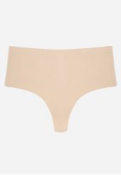 Beżowe Majtki Stringi High Waist o Bezszwowym Wykończeniu Oreasa. Brązowe stringi damskie Renee, l, bez wzorów. Za 39.99 zł.