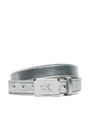 Calvin Klein Jeans Pasek Dziecięcy Metallic Buckle Belt IU0IU00666 Srebrny. Szare spodnie dziewczęce Calvin Klein Jeans, z jeansu. Za 99.99 zł.