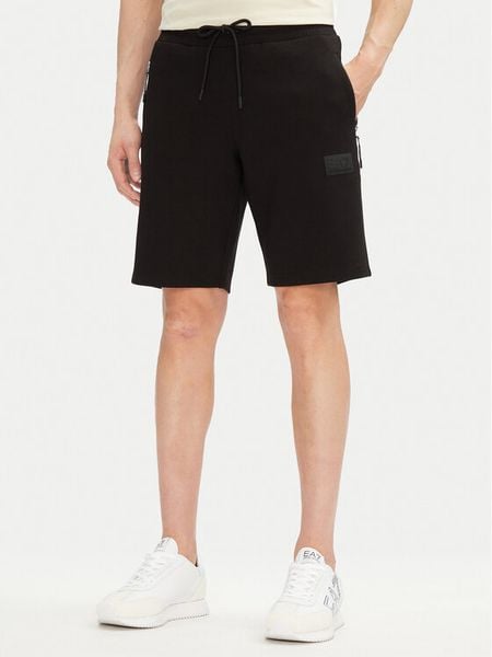 EA7 Emporio Armani Szorty sportowe 7M000095 AF12116 UC001 Czarny Regular Fit. Czarne szorty męskie EA7 Emporio Armani, bez wzorów, z bawełny, sportowe. Za 569.99 zł.