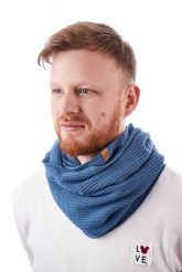 Ciepły komin męski Brødrene k9 102 niebieski jeans. Niebieskie szaliki męskie bez wzorów, z jeansu. Za 74.90 zł.