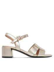 Clara Barson Sandały WS24055-02 Złoty. Żółte sandały damskie Clara Barson, bez wzorów, ze skóry, bez obcasa, na słupku. Za 119.99 zł.