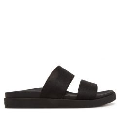 Klapki Calvin Klein. Czarne klapki damskie CALVIN KLEIN, bez wzorów, bez obcasa. Za 269.99 zł.
