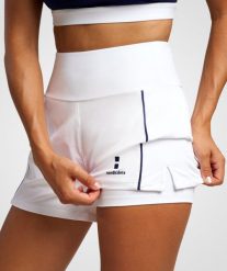 Szorty Damskie do Tenisa/Padla Elegance. Białe szorty damskie NORDICDOTS, bez wzorów, z materiału, klasyczne, z podwyższonym stanem. Za 190.00 zł.