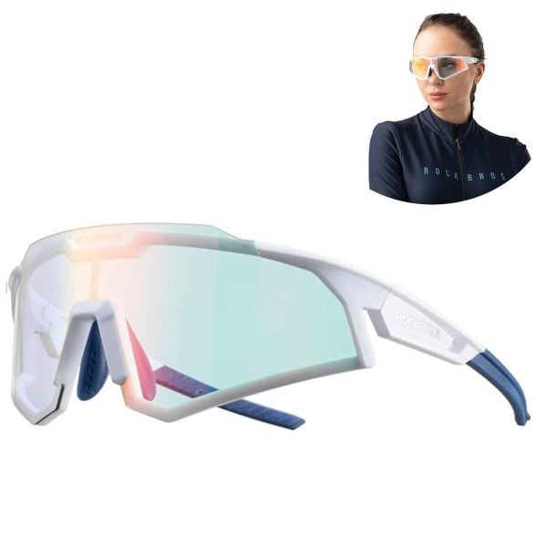 Okulary rowerowe Rockbros polaryzacyjne uv400 z etui - białe, uniseks. Niebieskie okulary przeciwsłoneczne męskie ROCKBROS. Za 96.99 zł.